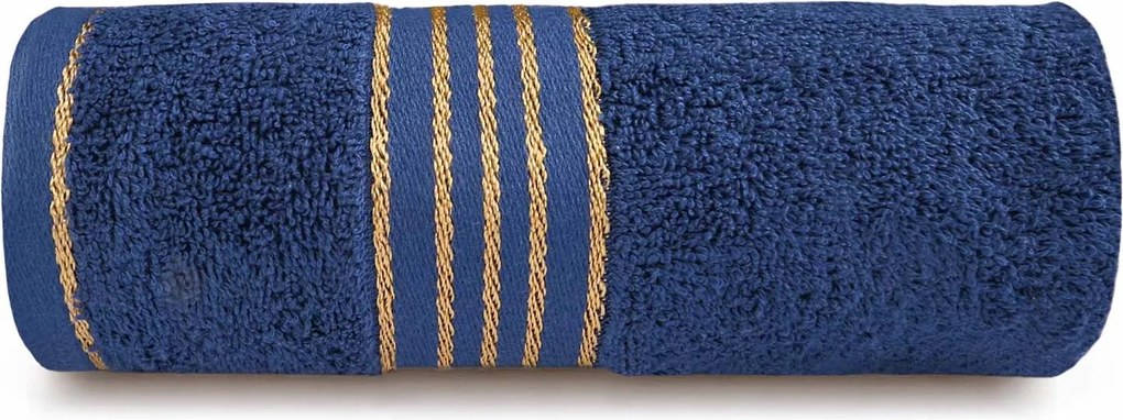 Fürdőlepedő Tiwano sötétkék arany bordűrrel 70x140 pamut Darymex