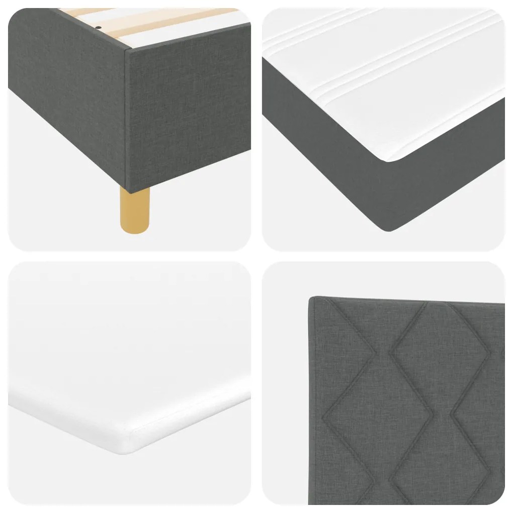 Boxspring Ágy Mattal Sötétszürke - 140x200 cm Szövet