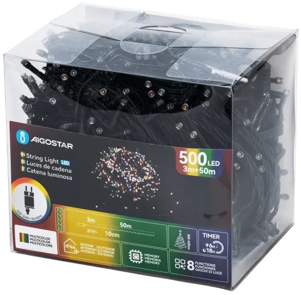 Aigostar - LED RGBY Kültéri karácsonyi fényfüzér 500xLED/3,6W/230V 50m IP44