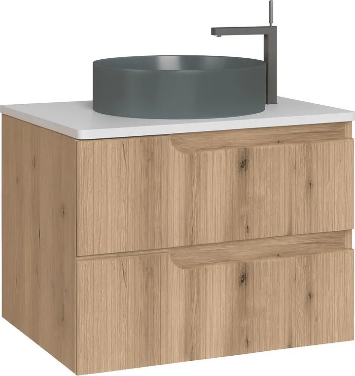 Piramida EURIDIKA fali fürdőszobabútor - mosdópult mosdó nélkül -2 fiókos - PINO TÖLGY - 75 x 48 x 53 cm