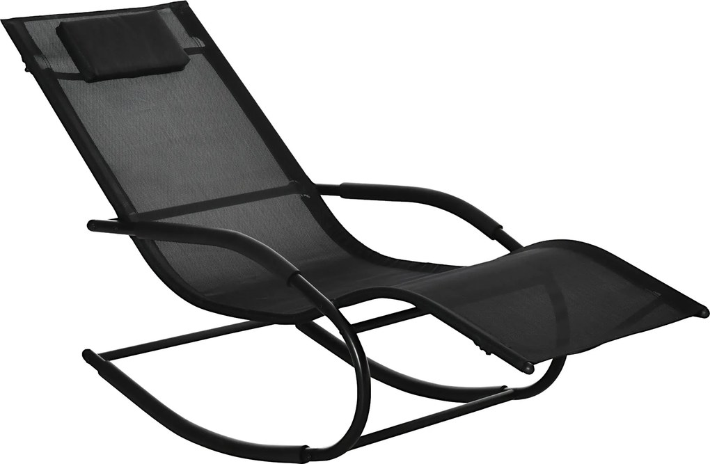 Outsunny Ergonomikus Függőszék Fejtámlával, Galvanizált Fém Karfákkal, Textilene, mérete: 63Sz x 160H x 88M cm - Fekete | Aosom