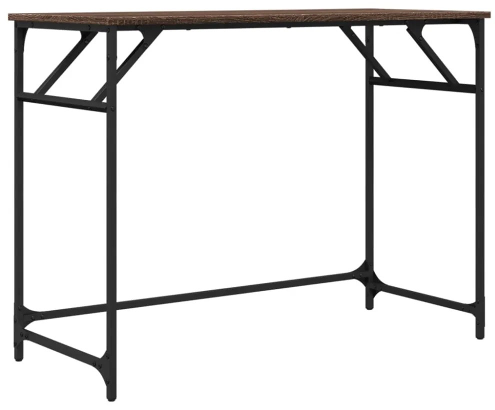 barna tölgy szerelt fa és porszórt acél íróasztal 100x45x76 cm