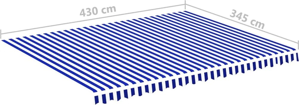 Kék és fehér csere napellenző ponyva 4,5 x 3,5 m