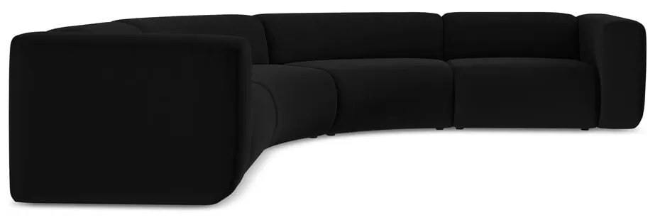 Fekete bársony sarokkanapé Ekahi – Makamii