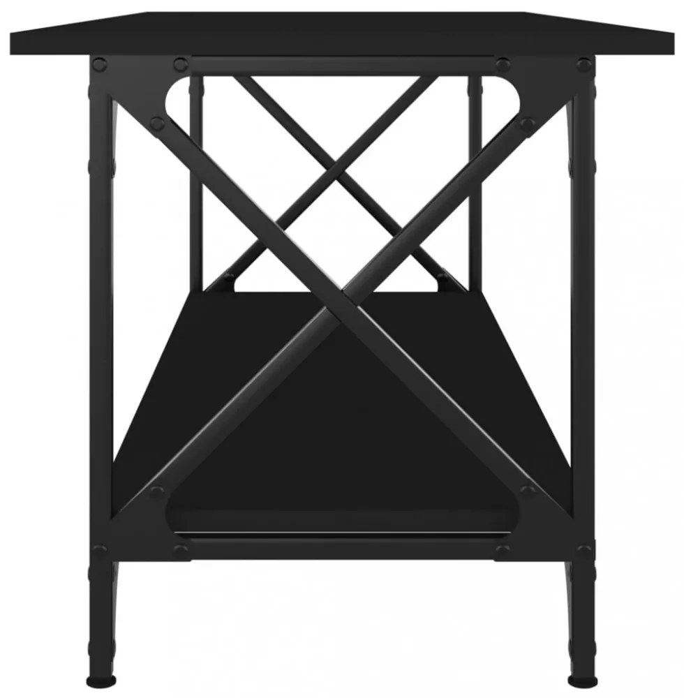 fekete szerelt fa és vas dohányzóasztal 100 x 45 x 45 cm