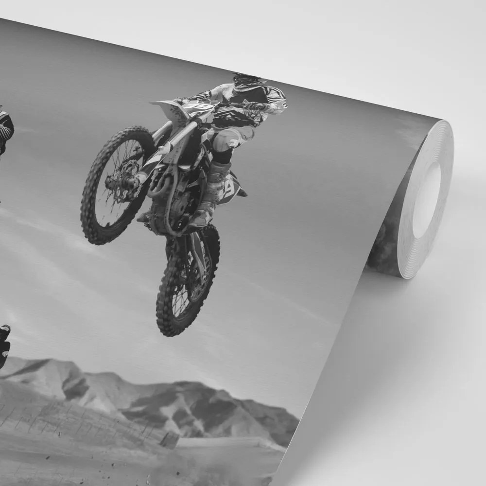 Fototapeta motorosok fekete-fehér kivitelben