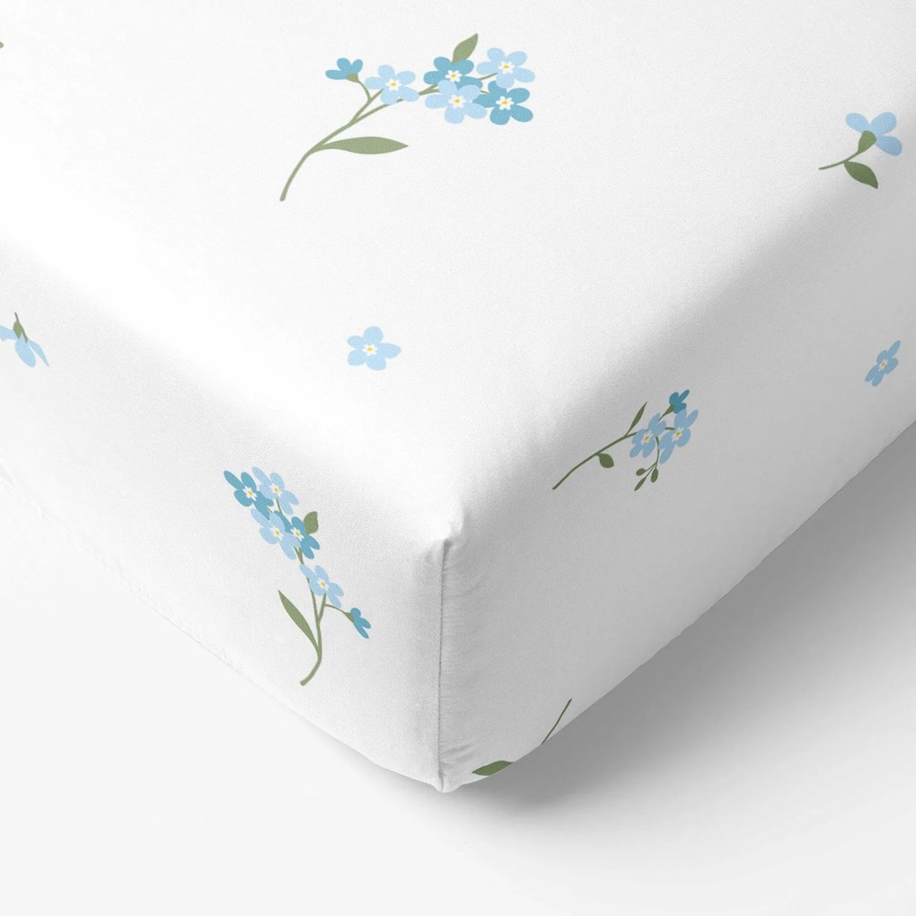 Goldea pamut gumis lepedő - nefelejcsek 140 x 200 cm