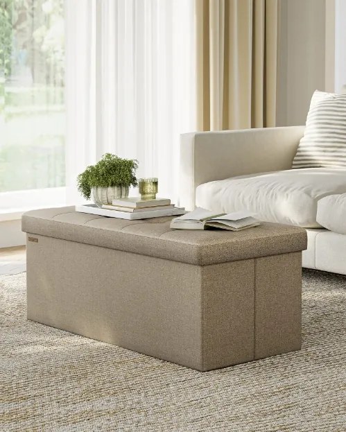 Taburette tárolóhellyel OTTOMAN 110x38 cm, világosbarna