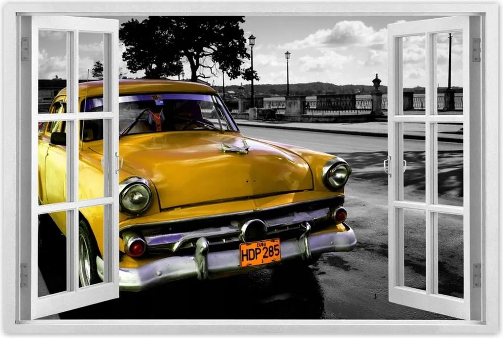 Poszterek 120x80 Kubai sárga autó
