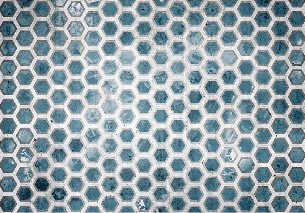 Fotótapéta flizelina Geometrikus kockák kék háló 254x184 +ragasztó