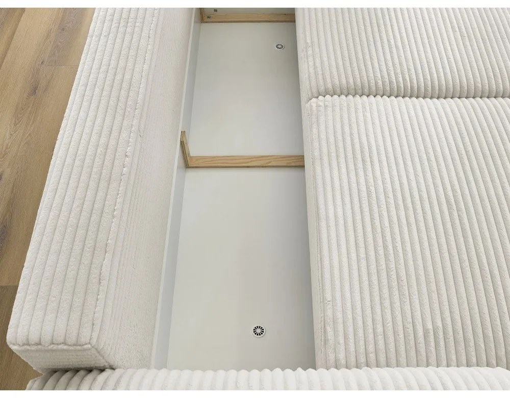 Krémszínű kordbársony kinyitható kanapé 257 cm Lucien – Bobochic Paris