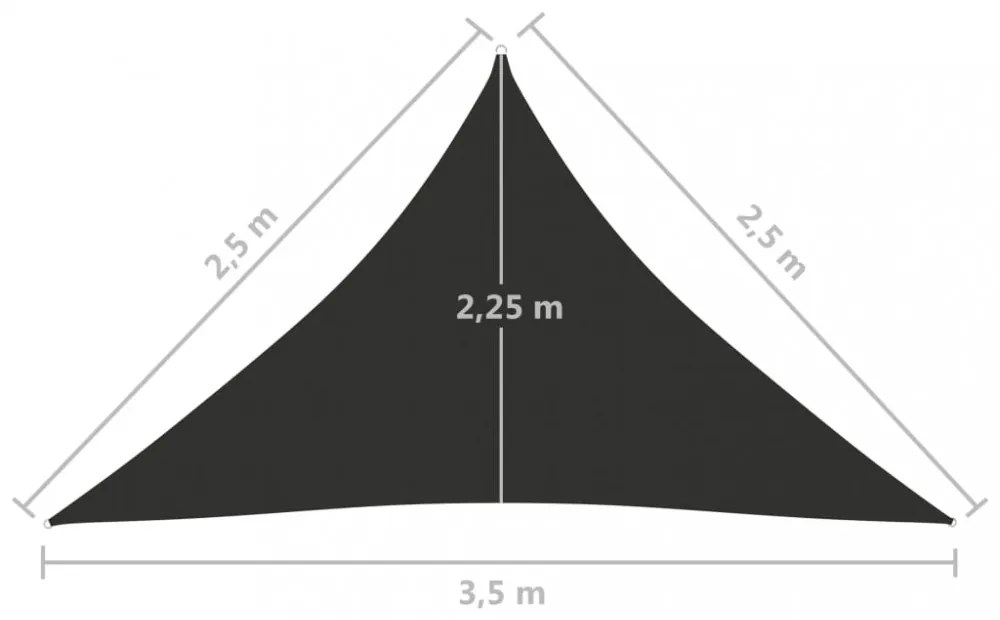 antracit háromszögű oxford-szövet napvitorla 2,5 x 2,5 x 3,5 m