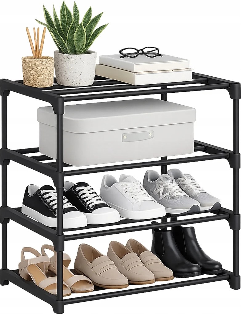 Cipősszekrény Polc Állvány Loft Cipő Előszoba Fekete