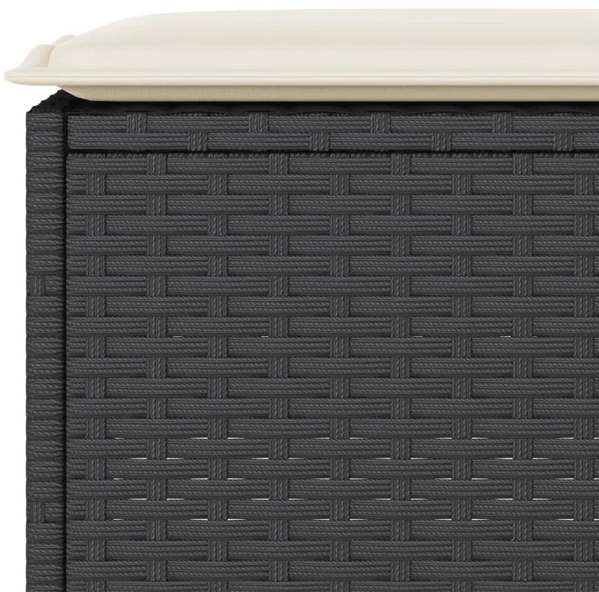 vidaXL 3 részes fekete polyrattan kerti bárszett párnával