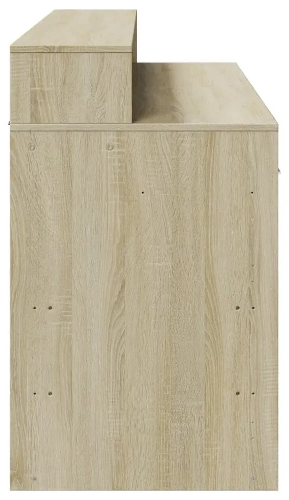 sonoma tölgy színű szerelt fa íróasztal LED-ekkel 140x55x91 cm