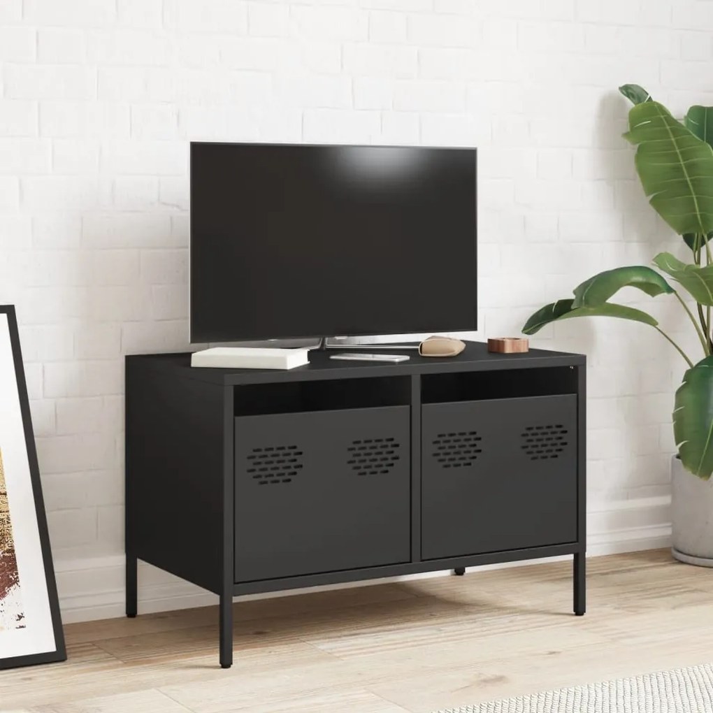 fekete hidegen hengerelt acél TV-szekrény 68 x 39 x 43,5 cm