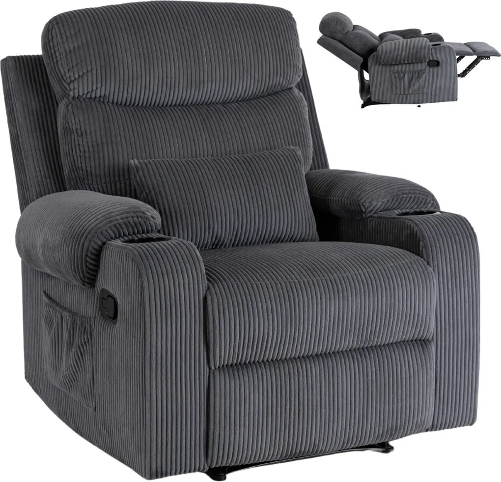 Dönthető fotel szürke kordbársony, TORRES