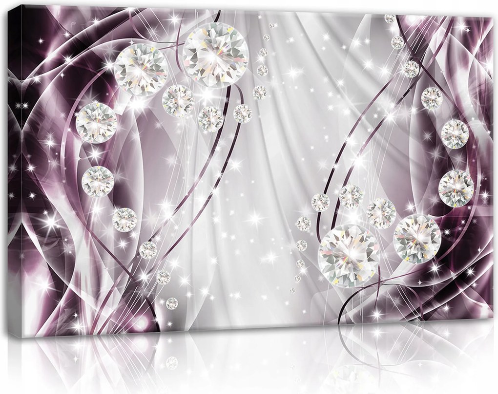 Modern lila gyémánt kép a nappaliba, 60x40 cm