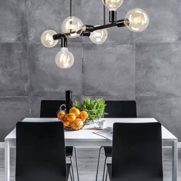 ASTRID mennyezeti lámpa 6xE27/60W/230V fekete, rúdon