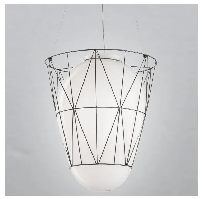 SIRU - Csillár zsinóron SEGNI 1xE27/60W/230V fekete/fehér Velencei üveg