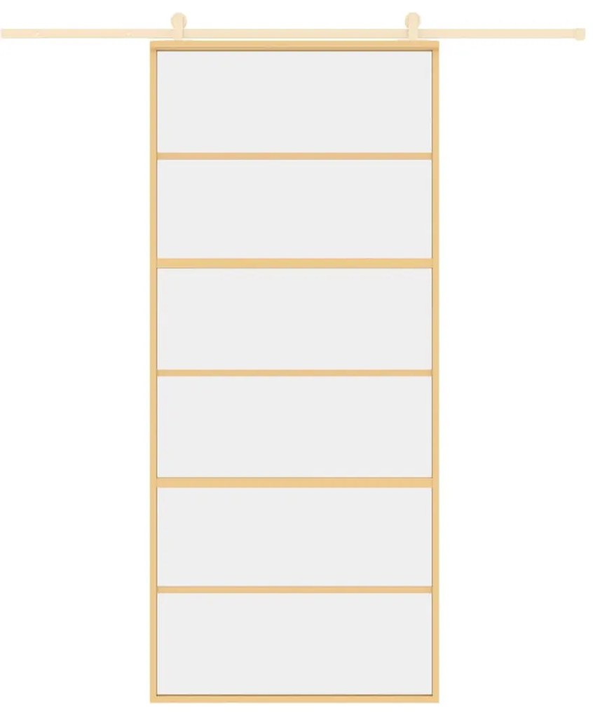 Aranyszínű átlátszó ESG üveg és alumínium tolóajtó 90 x 205 cm