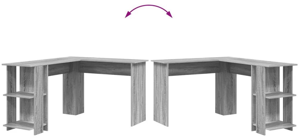 vidaXL Sarokíróasztal Szürke Sonoma 140 x 113,5 x 75 cm Faanyag