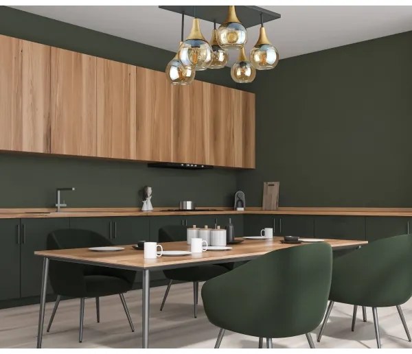 Felületre szerelhető csillár SOMA 6xE27/60W/230V fekete/arany/füstös bézs