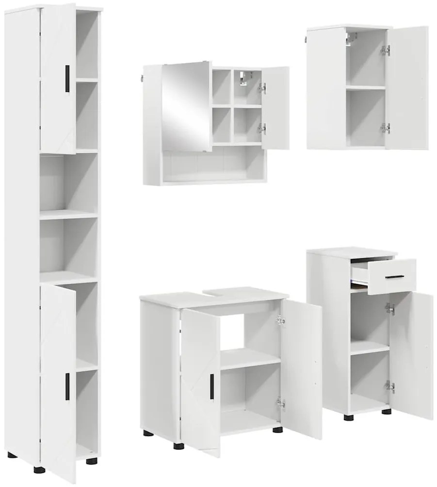 Fürdőszoba bútor szett 5 pcs Fehér 61 x 35 x 64 cm Faanyag