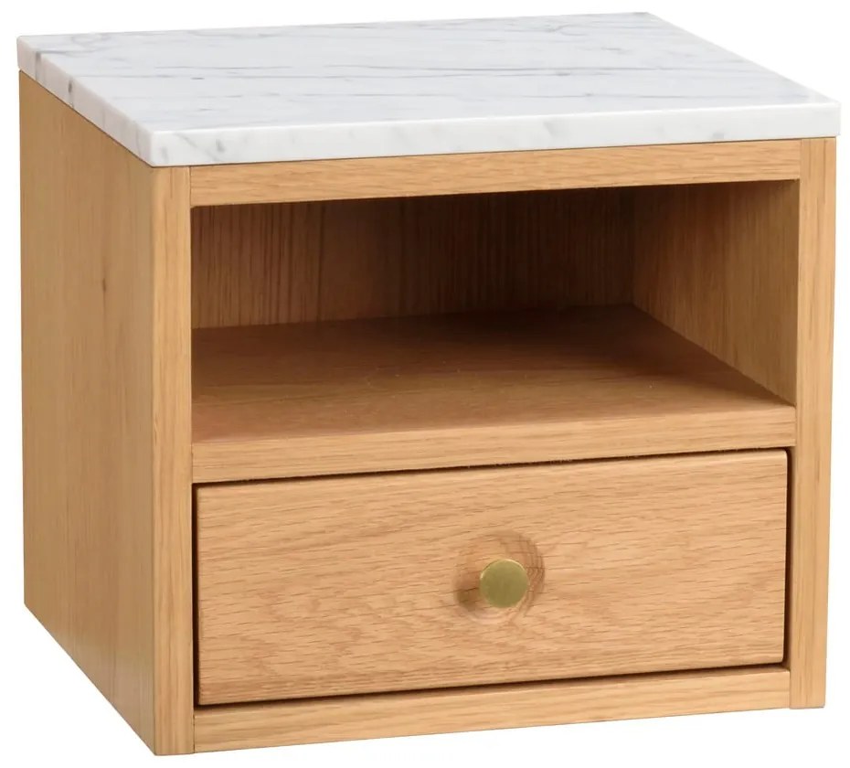 Natúr színű éjjeliszekrény márvány dekoros asztallappal Whitmore – Rowico