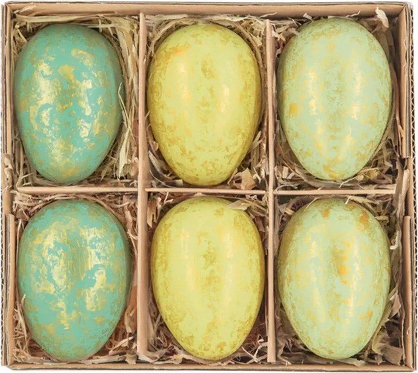 Húsvéti Tojás medál Húsvéti Tojás aranyozott zöld 6cm 6db