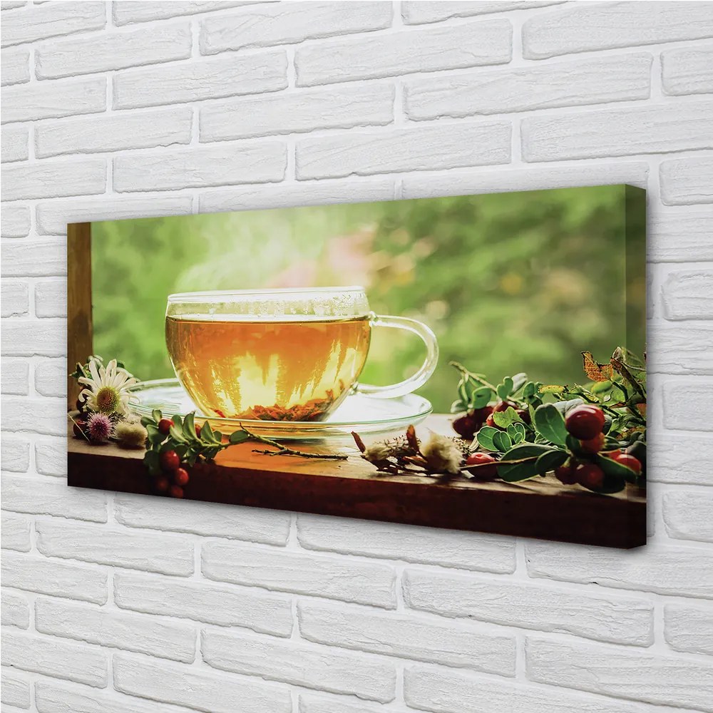 Canvas képek Forró tea gyógynövények 120x60 cm