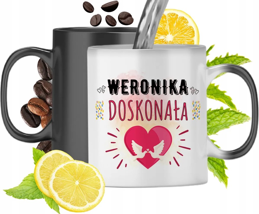 Varázsbögre Veronikának Fekete Matt Nyomtatott Képpel 330ml