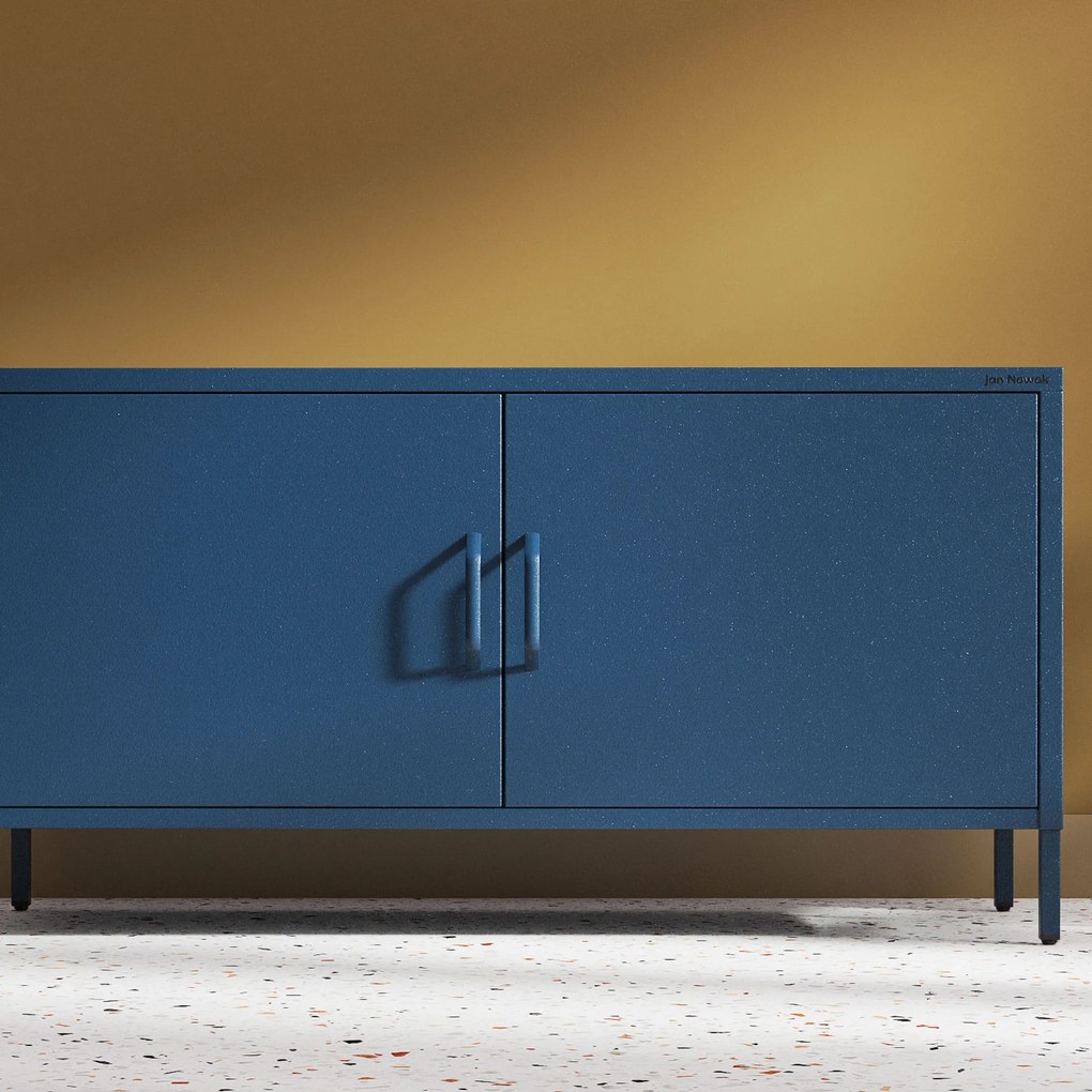 Fém TV-szekrény lábakkal, sötétkék, 1150x595x400 mm: ROSA Modern