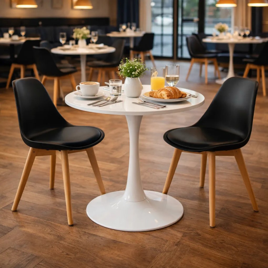 Étkezőasztal, kerek, fehér, matt, átmérő 80 cm, REVENTON NEW