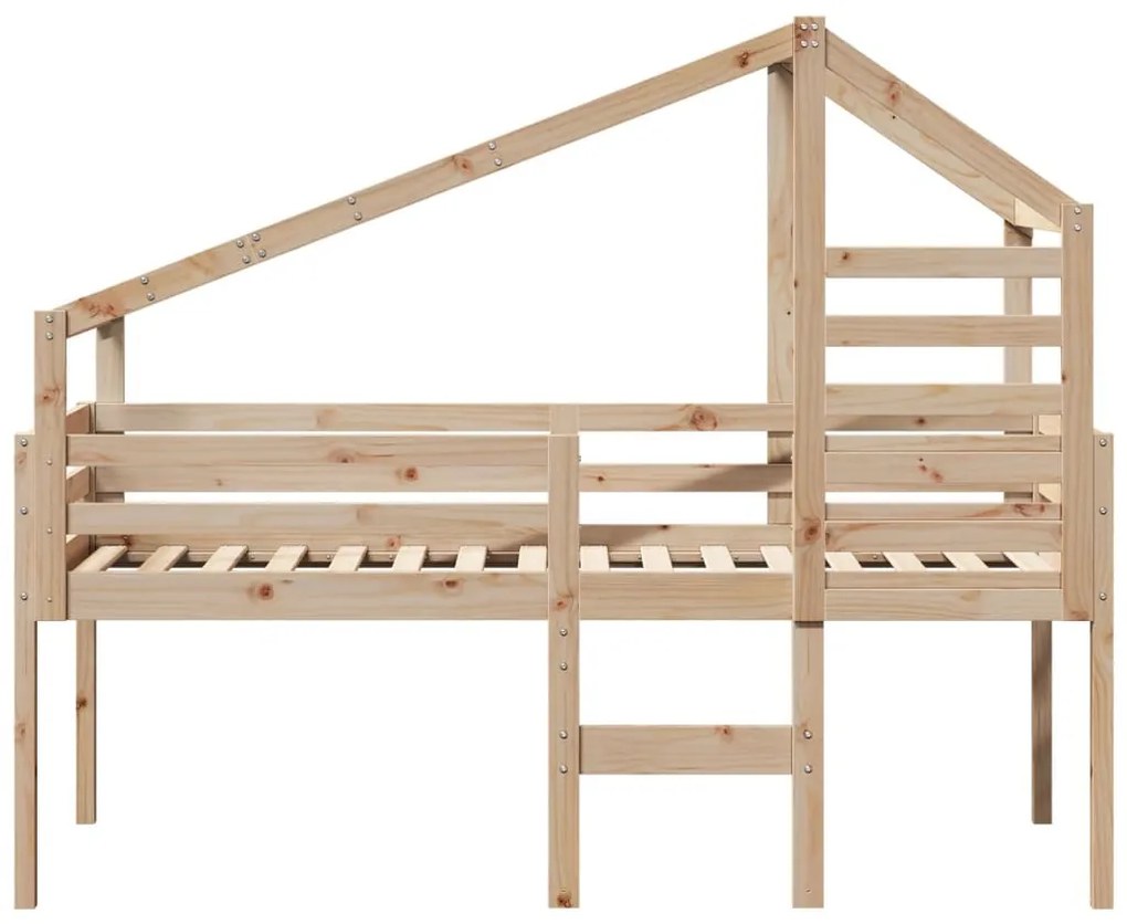 tömör fenyőfa magasított ágy tetővel 80 x 200 cm
