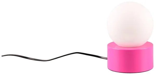 Rózsaszín asztali lámpa üveg búrával (magasság 17 cm) Countess – Reality