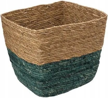Négyzet alakú kosár natúr/tengerkék 31x31cm