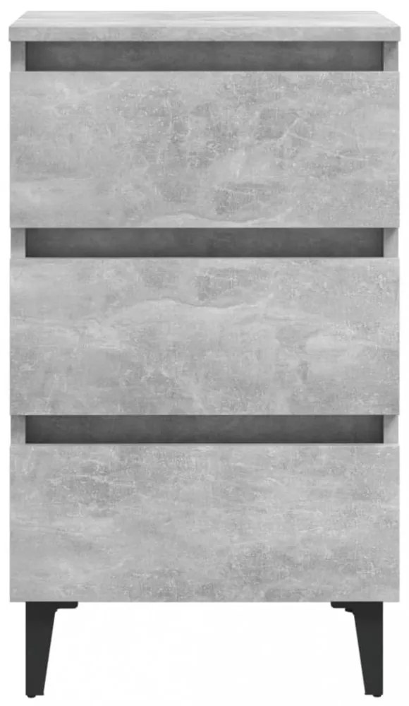 betonszürke éjjeliszekrény fémlábakkal 40 x 35 x 69 cm
