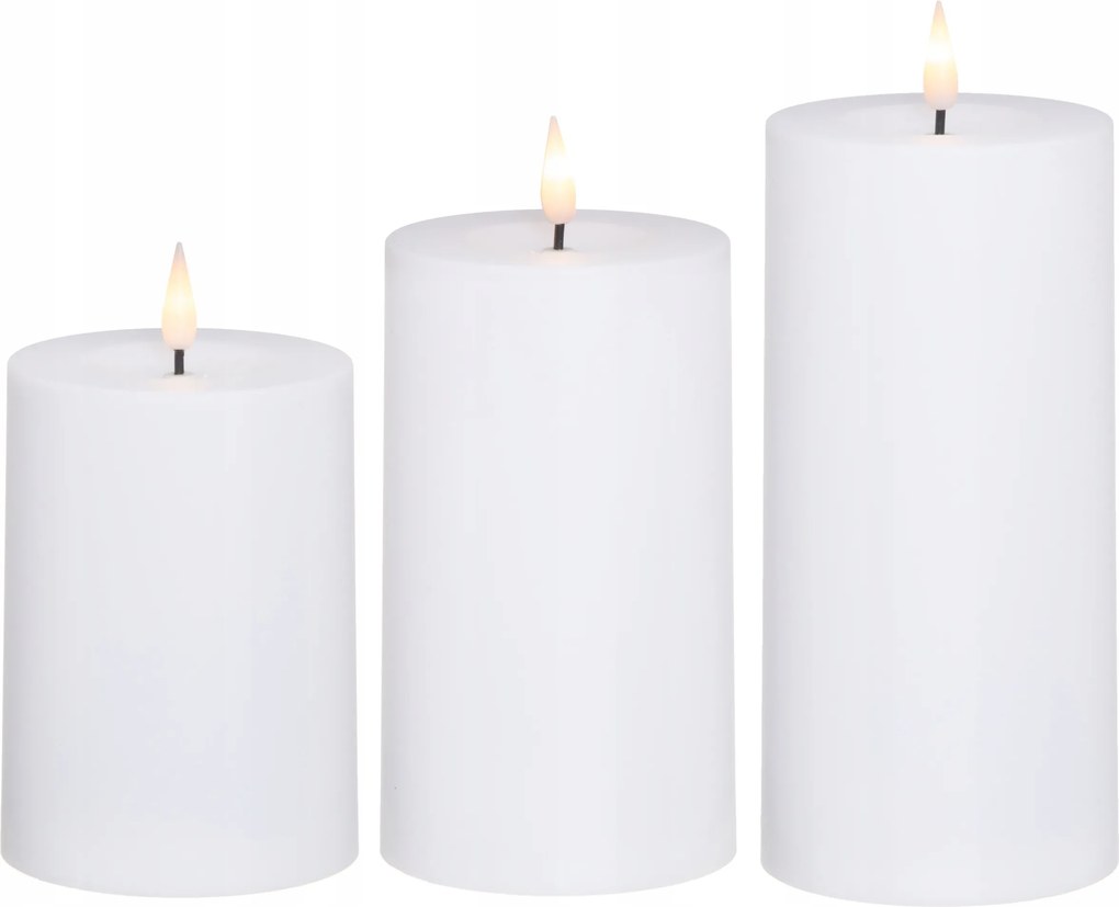 Kültéri Led Gyertyák 3 Db Fehér Polipropilén Különböző Méretek