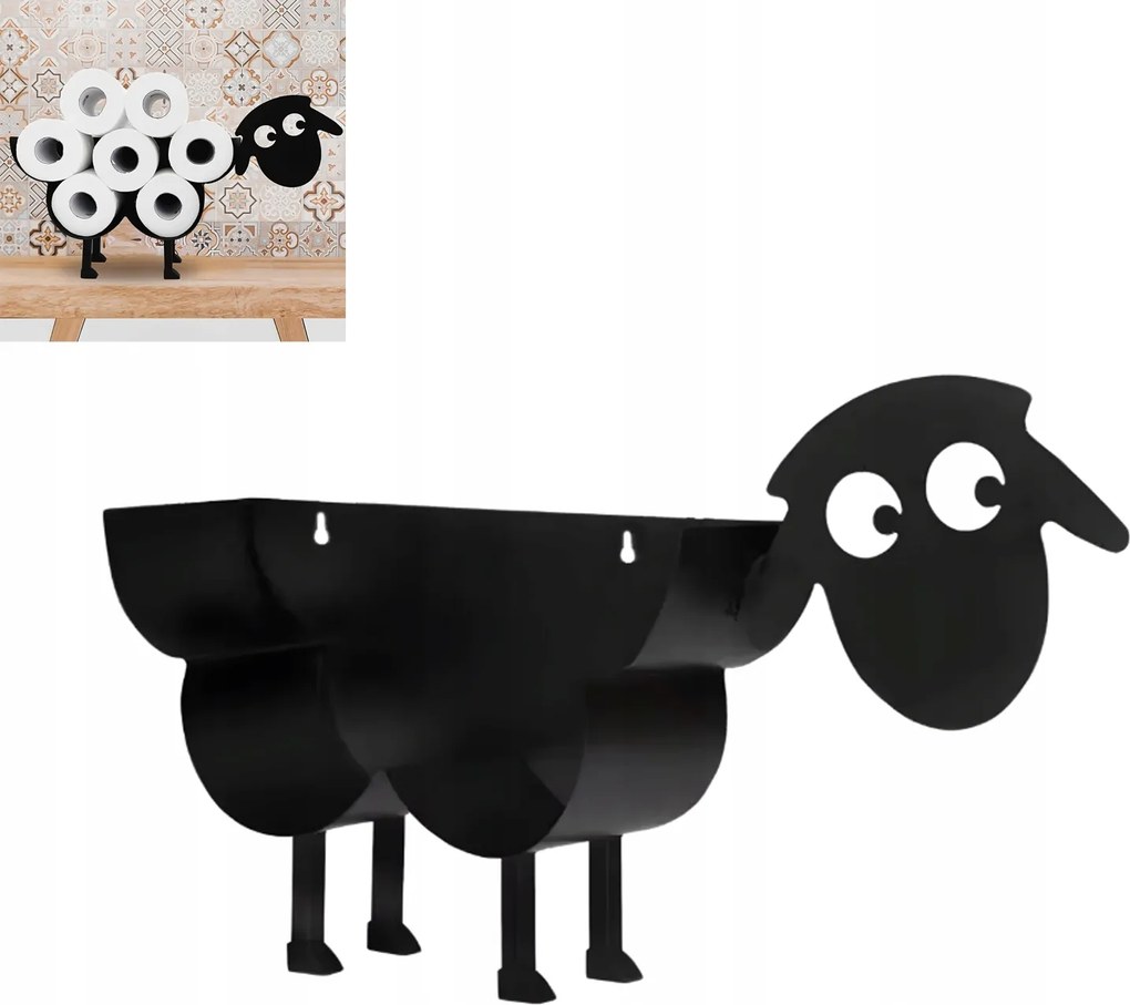 Wc-papír Tartó Állvány Bárány Kos Fekete Fém Több Tekercs