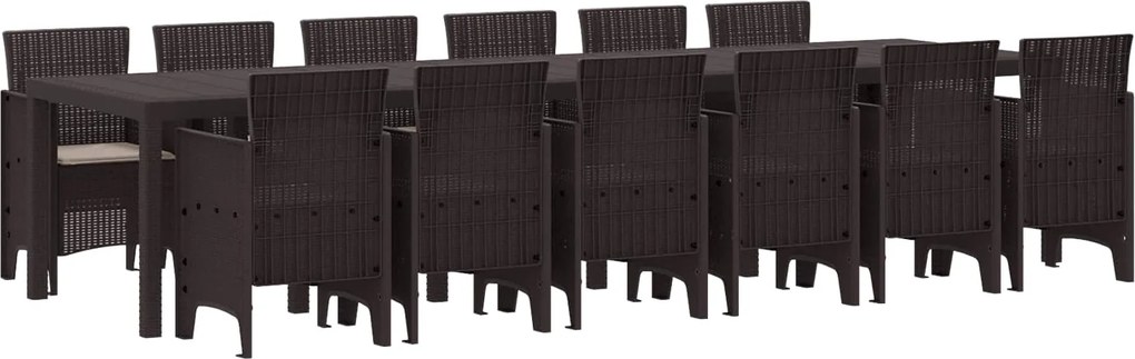 vidaXL Kert étkező szett 13 pcs Barna Polt rattan