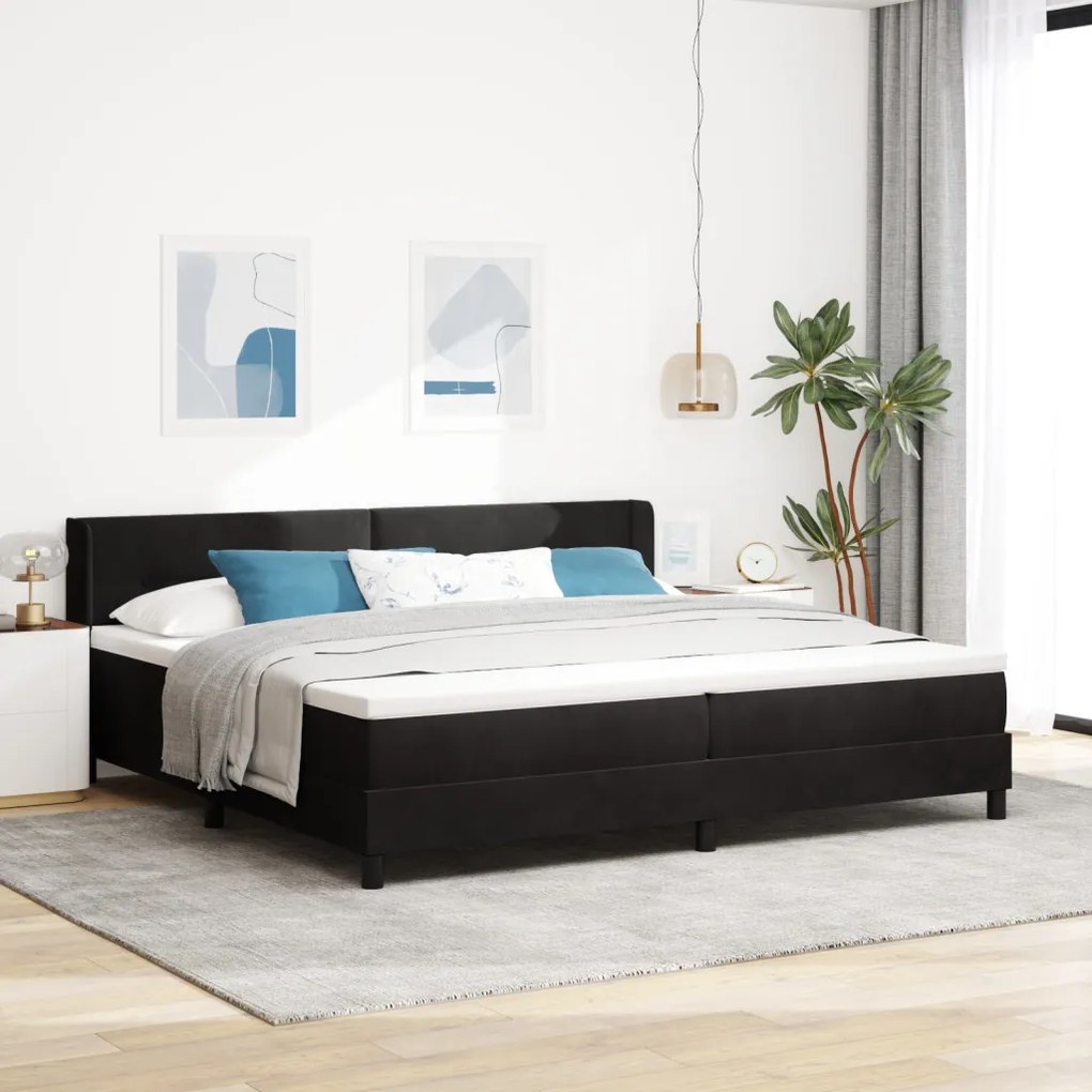 Boxspring Ágy Mattal Fekete 200x200 cm Bársonyos