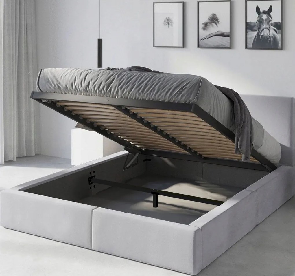 Ágy 140x200 Kárpitozott Hilton matrac Amber emelhető ágyrács