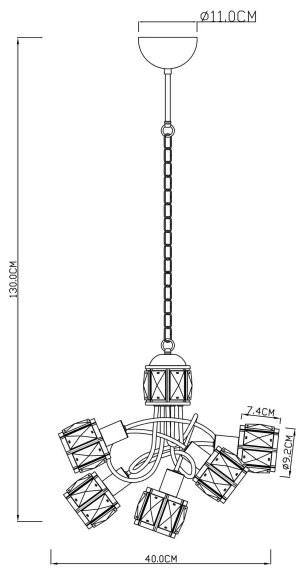 Globo 54356-5H - KRIS LED csillár láncon 5xE14/40W + LED 5W/230V