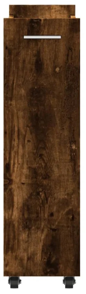 füstös tölgy színű szerelt fa szekrény kerekekkel 60x22x79 cm
