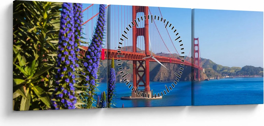 Kép - Golden Gate híd, San Francisco (órával) (90x30 cm)
