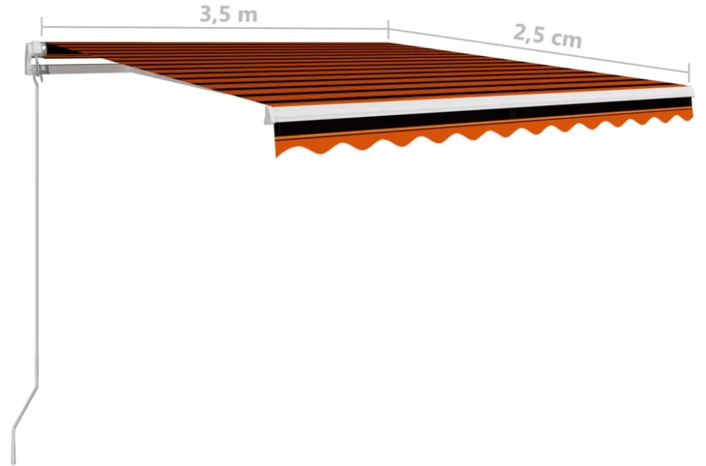 narancssárga és barna kézzel kihúzható napellenző 350 x 250 cm