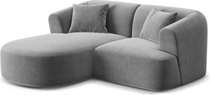 Világosszürke bársony sarokkanapé (bal oldali-heverő résszel) Campi – Cosmopolitan Design