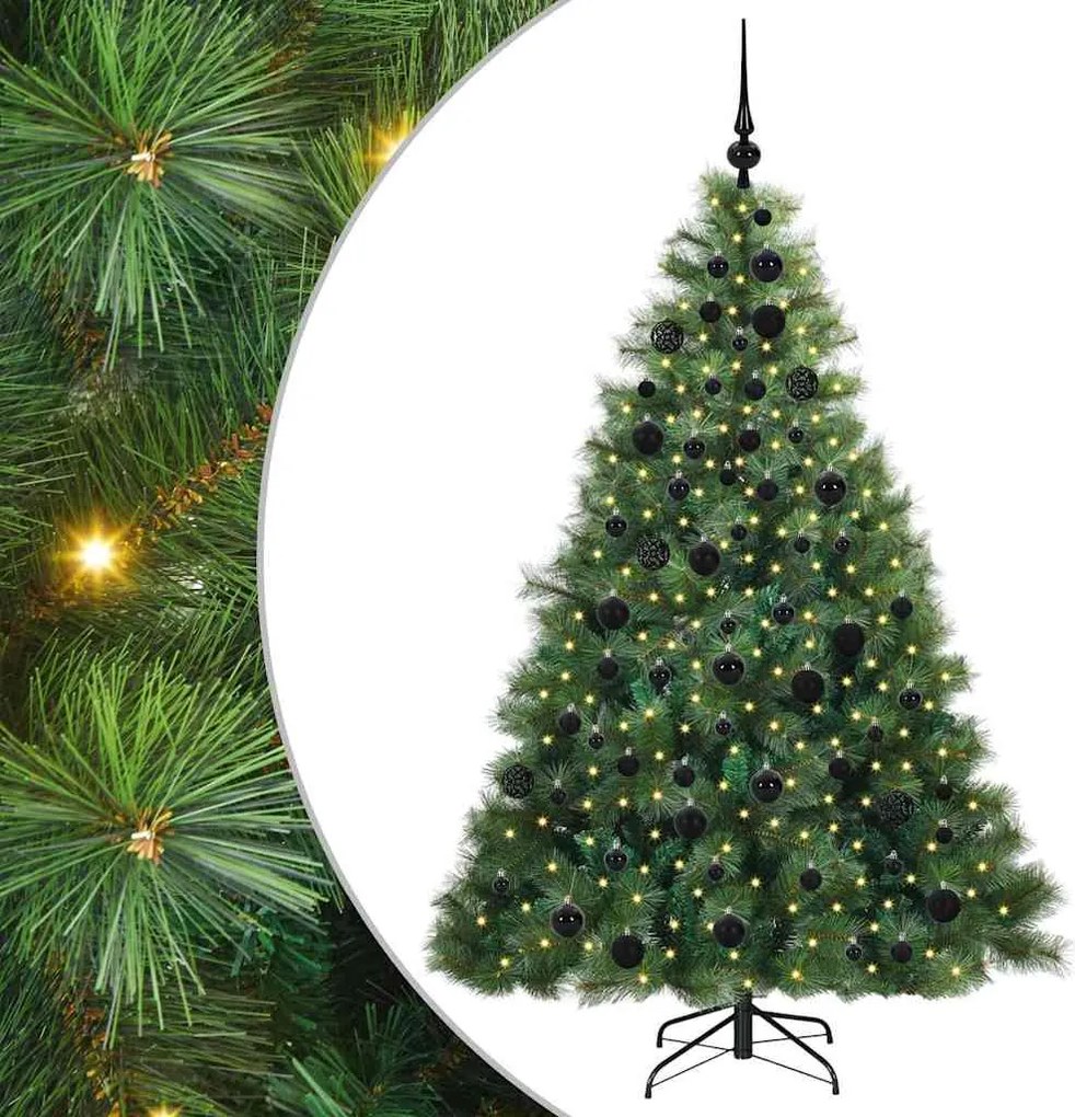 vidaXL Mű karácsonyfa 300 LED-del állvánnyal Zöld 180 cm PE és PVC