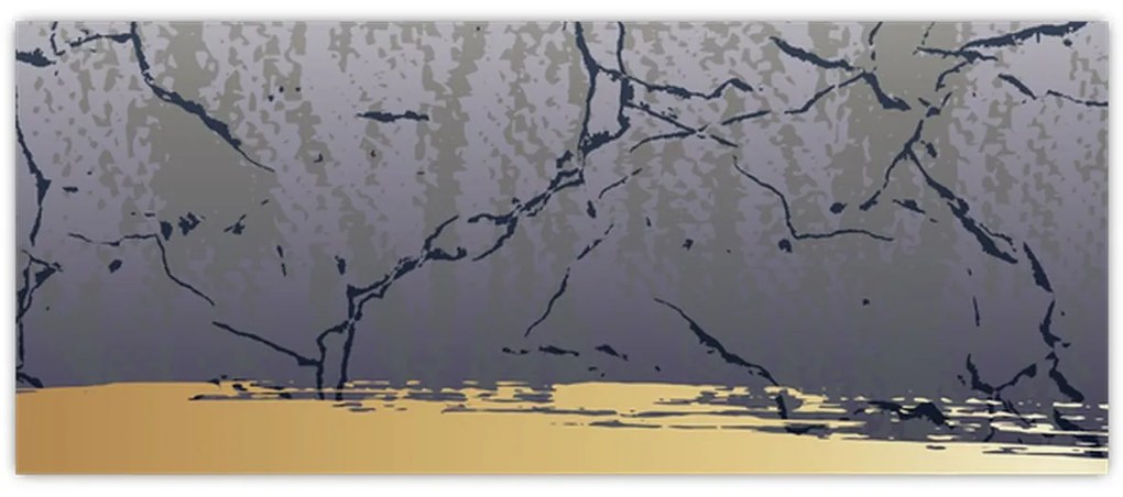 Kép - Kék és arany absztrakció N⁰1 (120x50 cm)